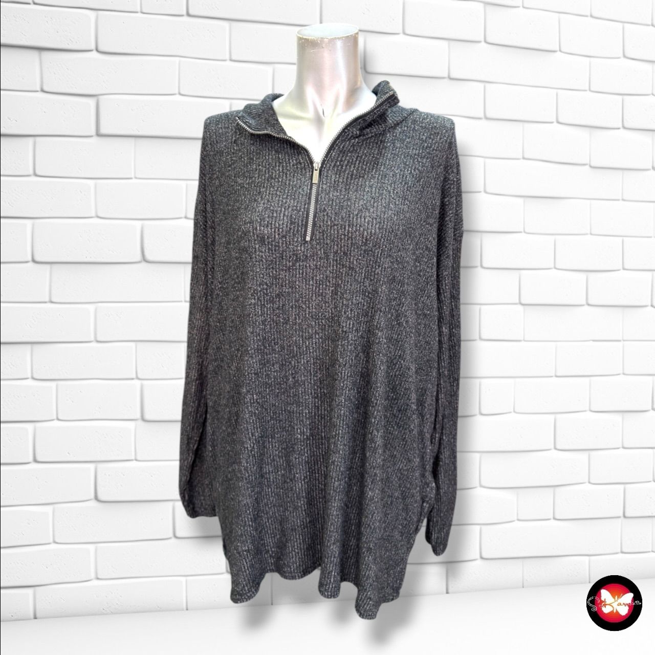**HOY** Jersey de manga larga con cremallera  color Gris oscuro Talla XXL