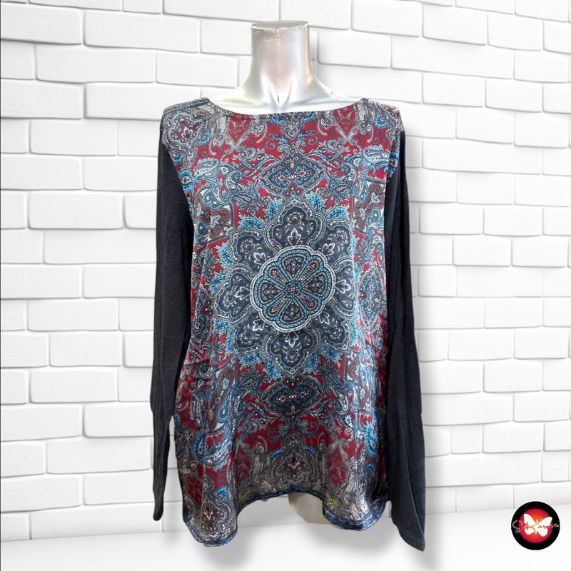 **HOY** Blusa de manga larga CORTEFIEL color Gris oscuro y negro Talla XXL (pequeña)