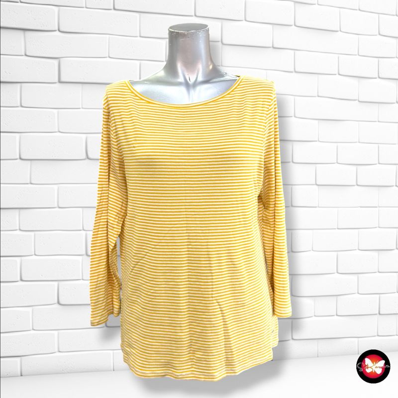 **HOY** Camiseta de media manga de rayitas TOMMY HILFIGER color Amarillo y blanco Talla XL