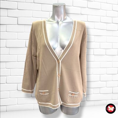 **HOY** Chaqueta de punto LAGAR’S color Taupe y blanco Talla 50 (pequeña)