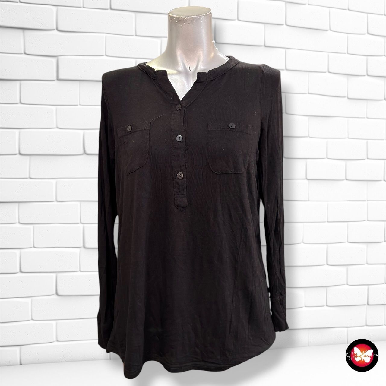 **HOY** Camiseta de manga larga con botóncitos BLUE MOTION color Negro Talla M