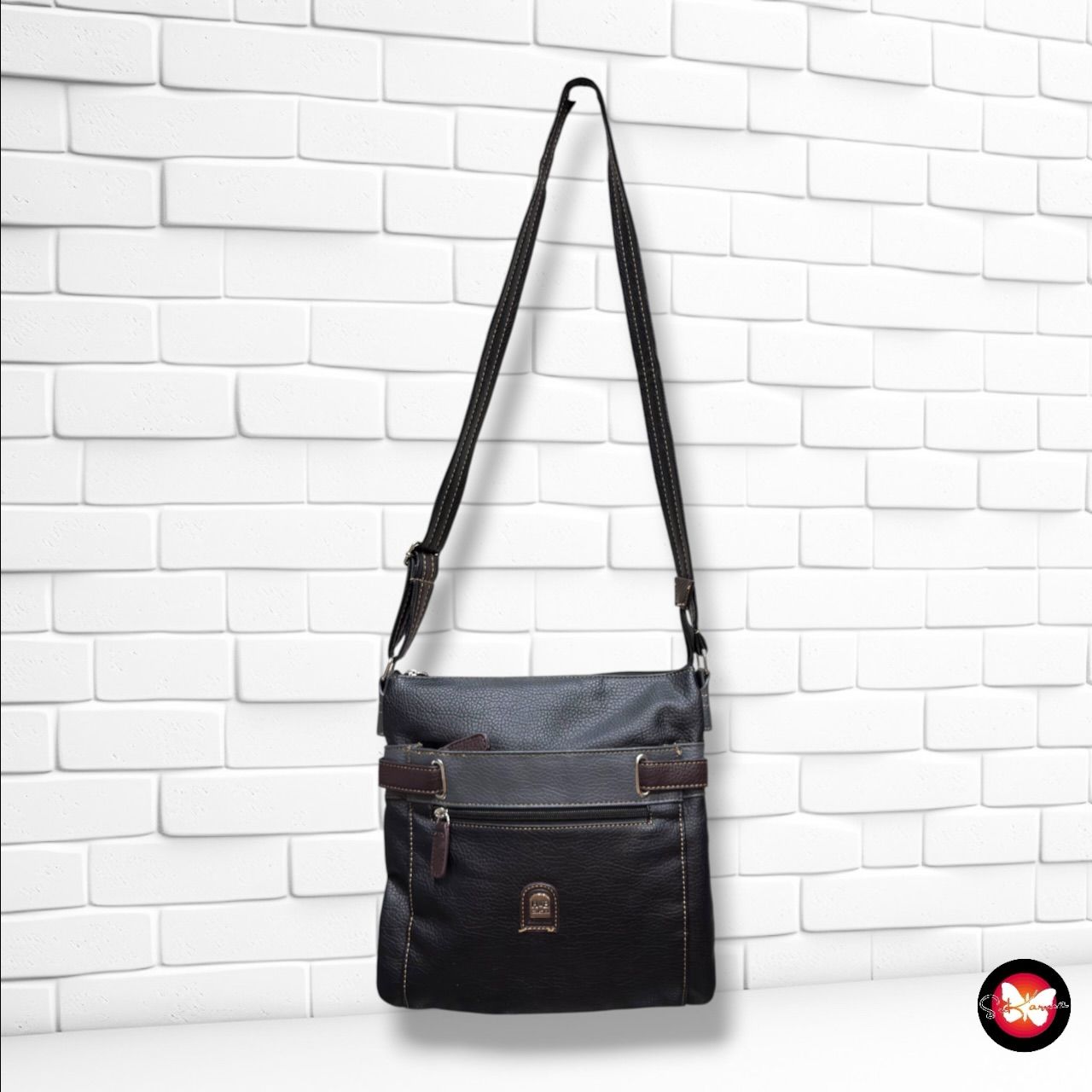 Bolso bandolera color Negro, gris y marrón Talla MEDIANO