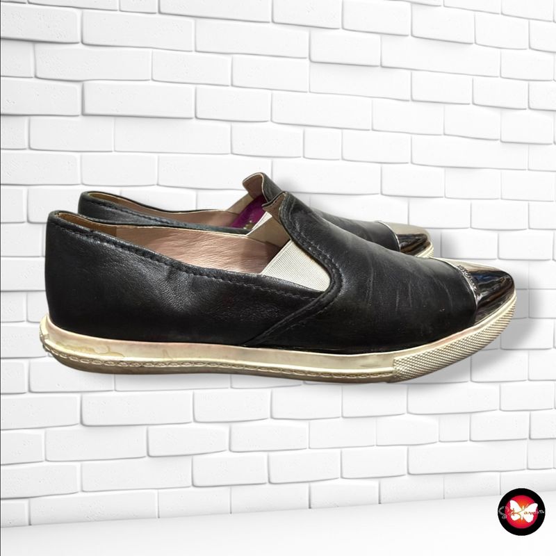 **HOY** Zapatillas Slip-On Puntera Metalizada Negra - Piel Vintage Miu Miu color Negro Talla Calzado 37