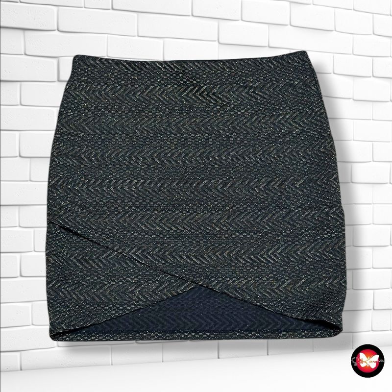 **HOY** Falda de punto con lurex REVIEW color Negro y dorado Talla M