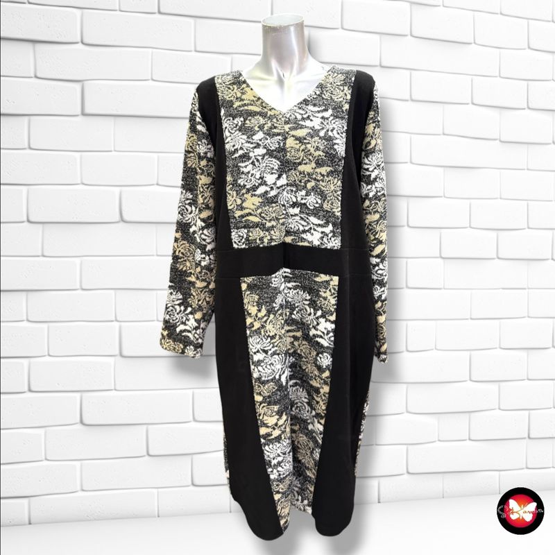 **HOY** Vestido de punto  color Blanco, negro y dorado Talla XXL