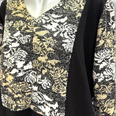 **HOY** Vestido de punto color Blanco, negro y dorado Talla XXL