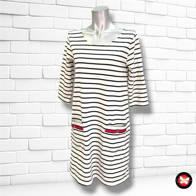 **HOY** Vestido de entretiempo de manga corta marinero  color Blanco y azul marino Talla S