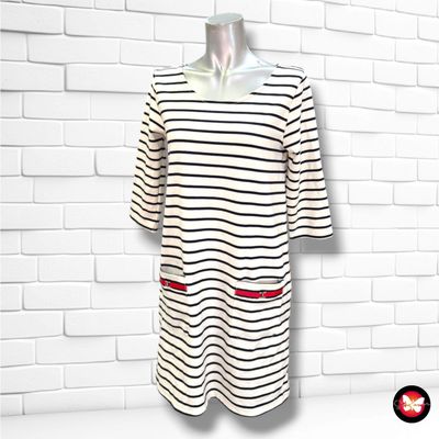 **HOY** Vestido de entretiempo de manga corta marinero color Blanco y azul marino Talla S