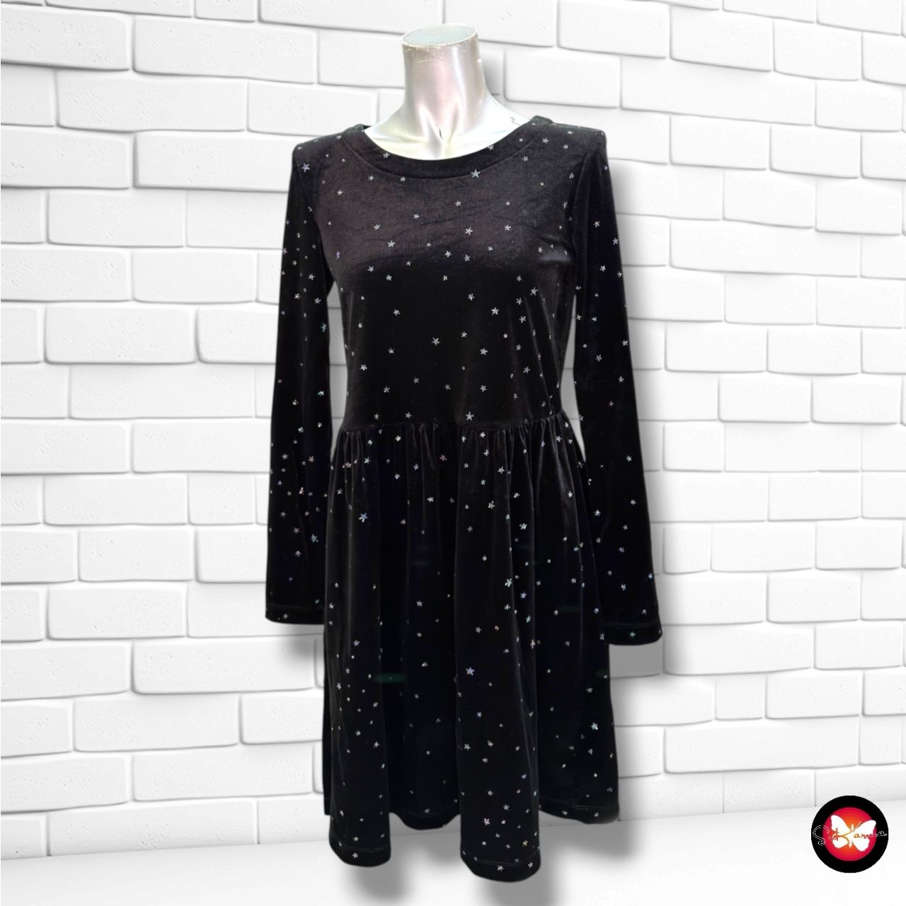 **HOY** Vestido de noche de terciopelo con estrellitas GAP color Negro Talla 14-16 años