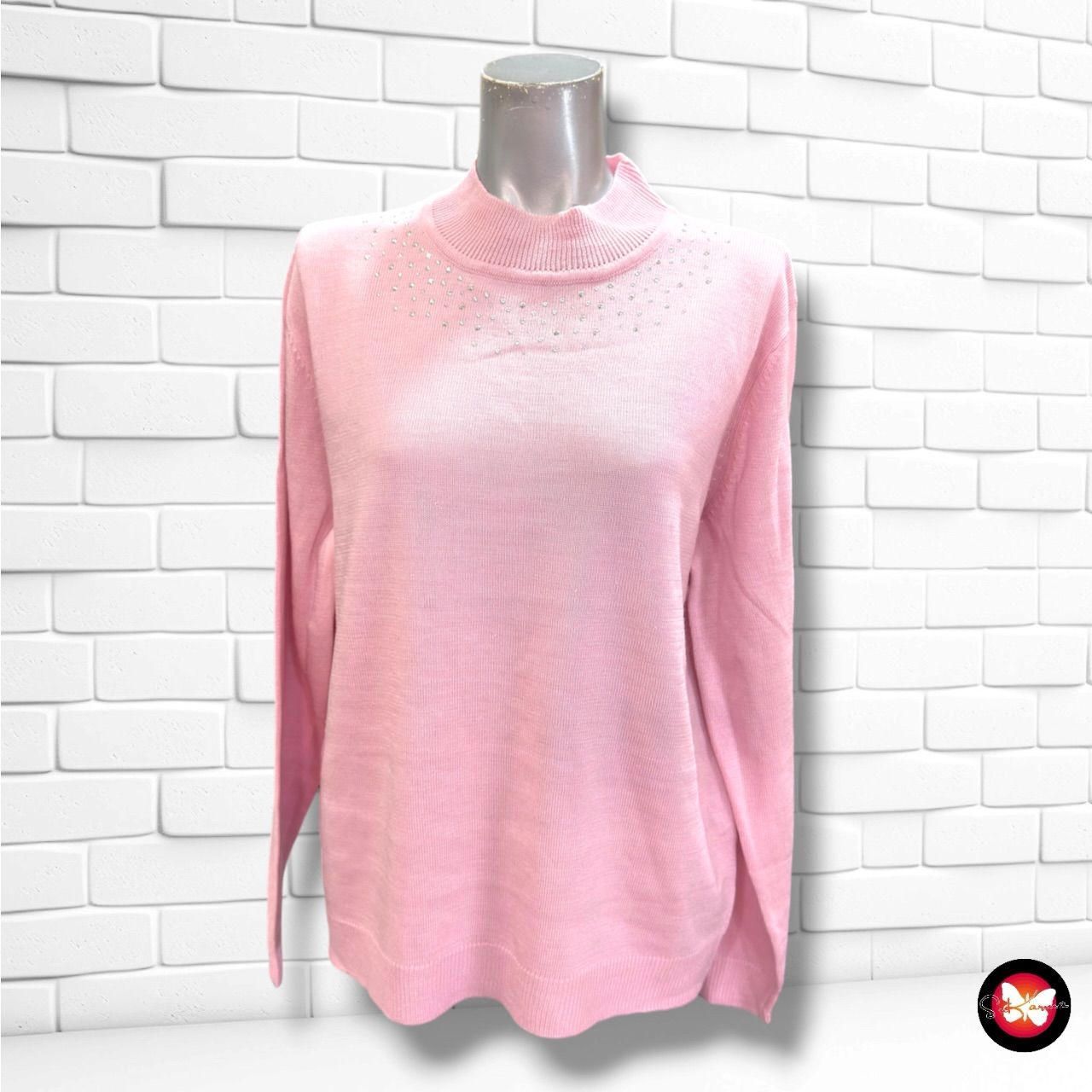 **HOY** Jersey de manga larga con brillito  color Rosa Talla 42