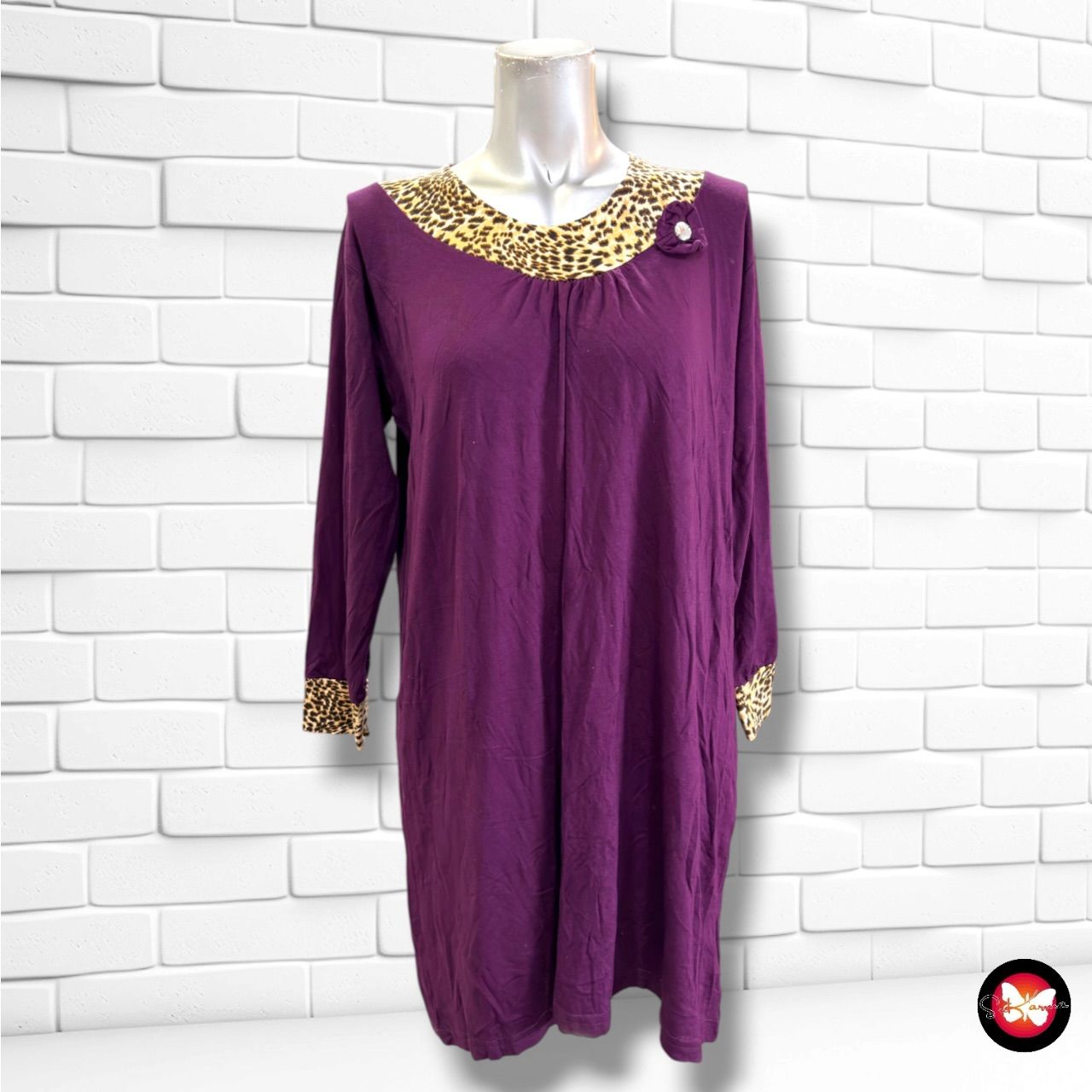 **HOY** Vestido de manga larga ALBUKE color Violeta y animal print Talla L