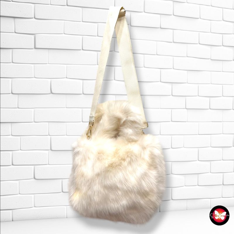 **HOY** Bolso de mano / bandolera de pelo H&amp;M color Hueso Talla PEQUEÑO