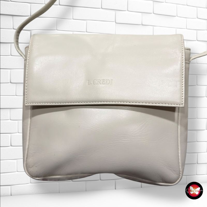 **HOY** Bolso bandolera de piel vintage L.CREDI color Hueso Talla MINI