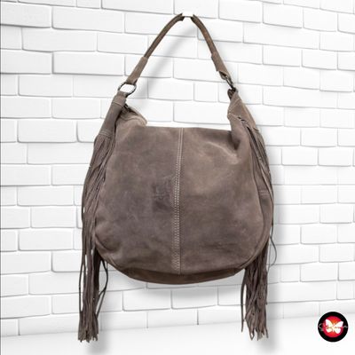 **HOY** Bolso de ante con flecos color Taupe Talla GRANDE