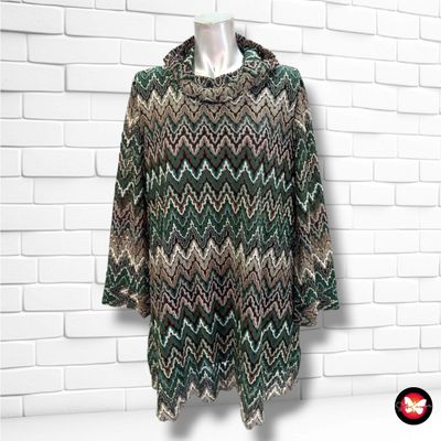 **HOY** Blusa de manga larga con brillo color Verde, marrón y blanco Talla XXL