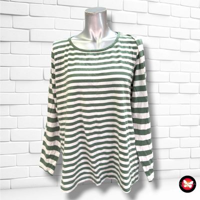 **HOY** Camiseta de manga larga de rayas GINA color Verde y blanco Talla L