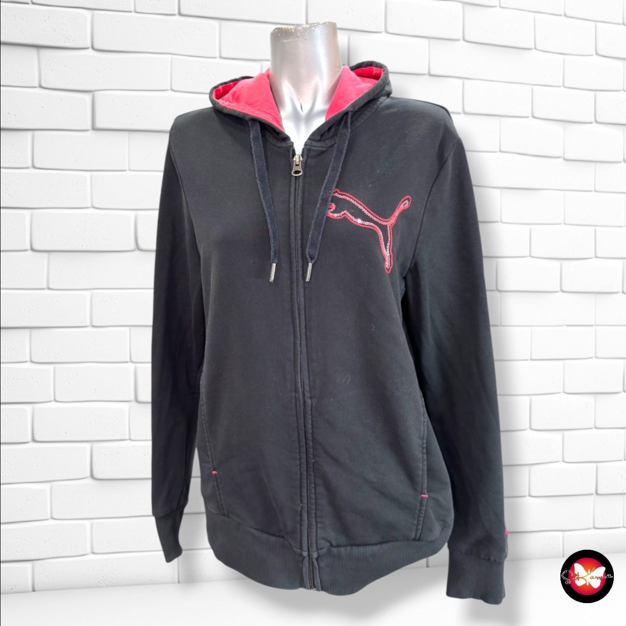 **HOY** Chaqueta sudadera PUMA color Negro y fresa Talla XL