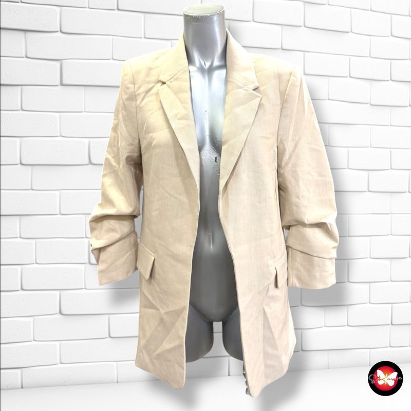 Blazer con mangas arrugadas H&amp;M color Crema Talla XS
