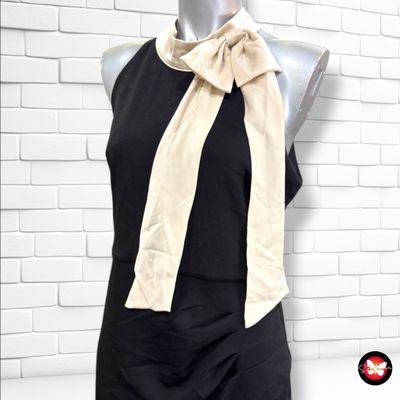**HOY** Vestido largo de noche con lazada  color Negro y beige Talla M