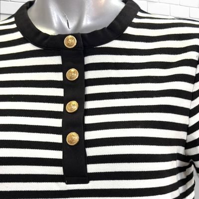 **HOY** Vestido de punto de rayitas H&amp;M color Negro y blanco Talla S
