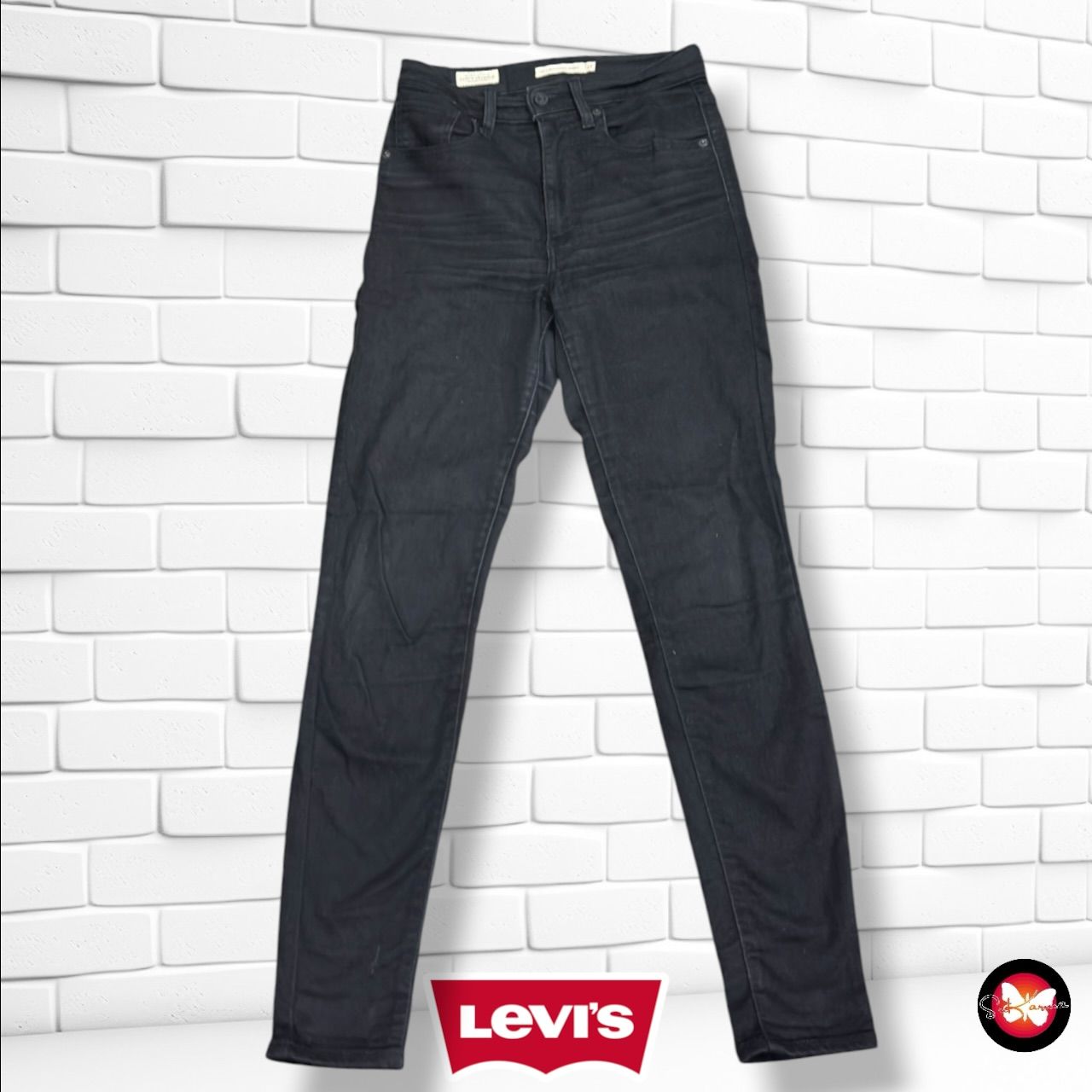 Pantalón MILE HIGH SUPER SKINNY LEVI’S color Negro vaquero Talla S/M (W27)