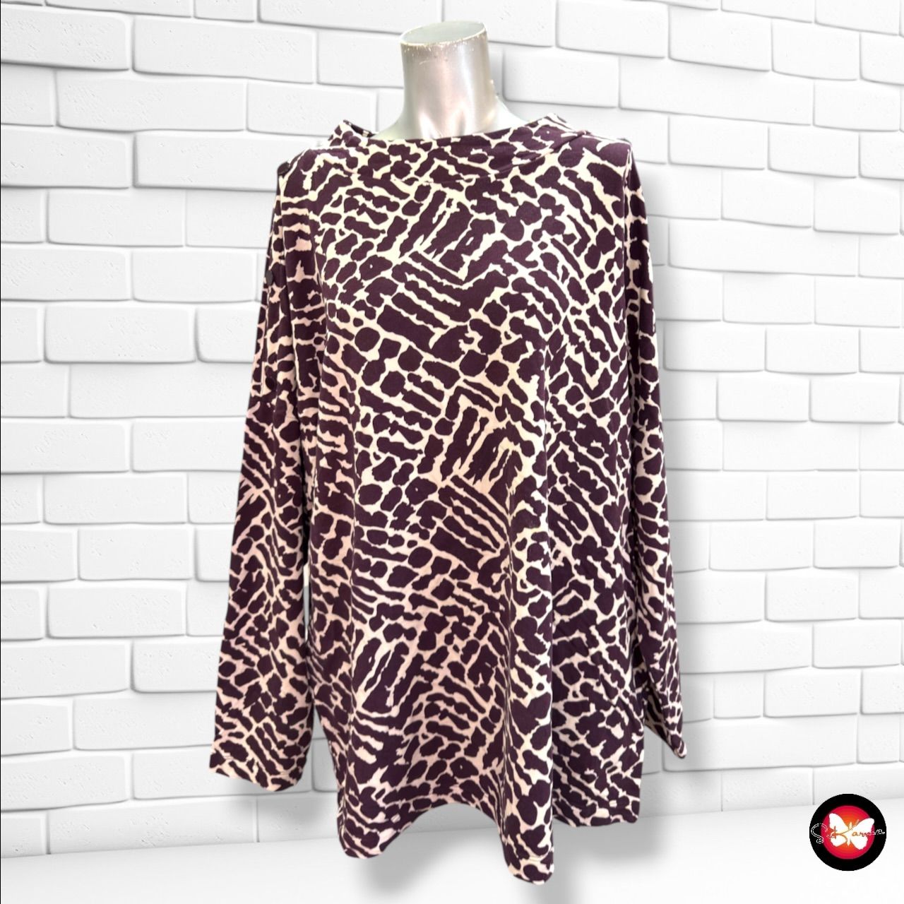 **HOY** Camiseta de manga larga CECIL color Berenjena y crema Talla XXL (grande)