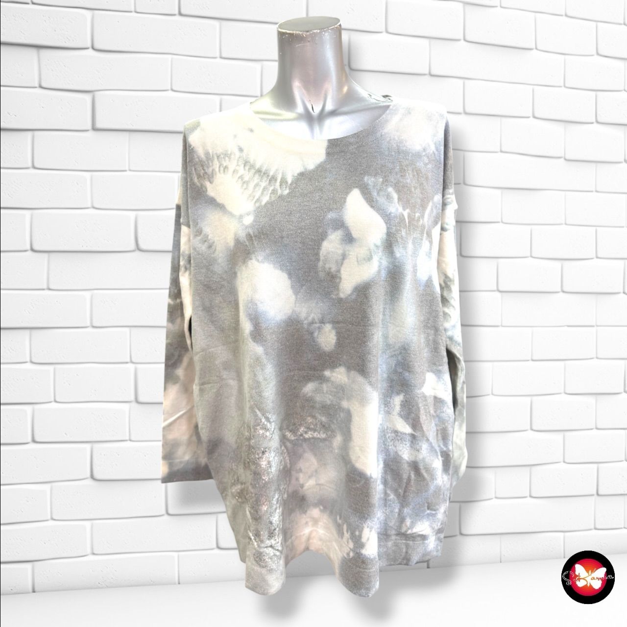 **HOY** Jersey de manga larga tie-dye PUNTO ROMA color Crema, verde y gris Talla L