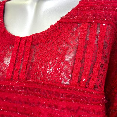 **HOY** Jersey de manga larga con brillo color Rojo Talla L/XL