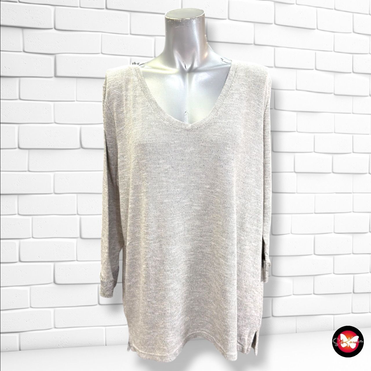 **HOY** Jersey de media manga con lurex INEXTENSO color Gris y dorado Talla L