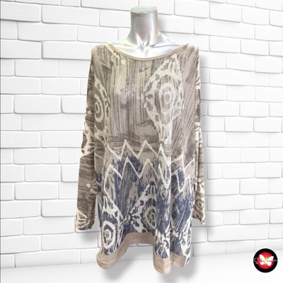**HOY** Jersey de media manga con lentejuelas  color Taupe y azul Talla ÚNICA GRANDE