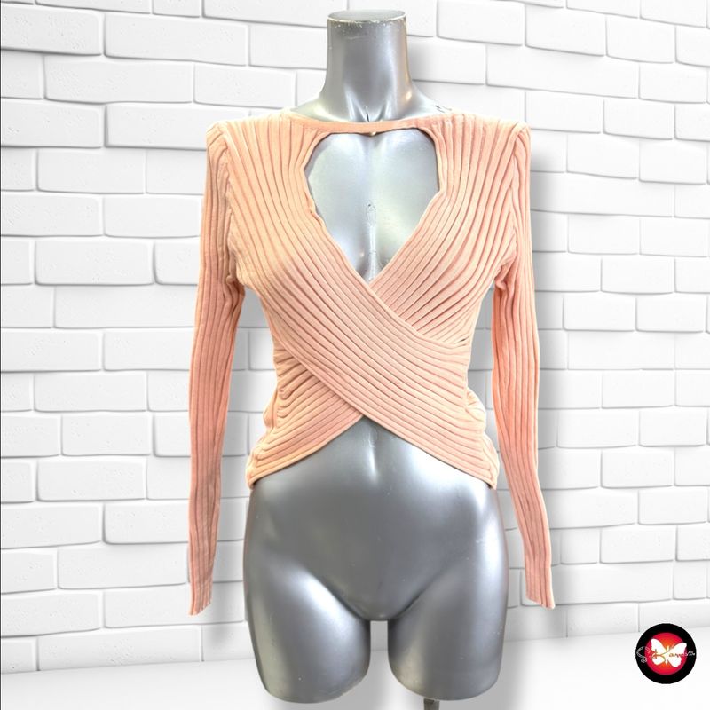 **HOY** Jersey canalé escote cruzado MOOCCI color Rosa Talla M/L (pequeña)