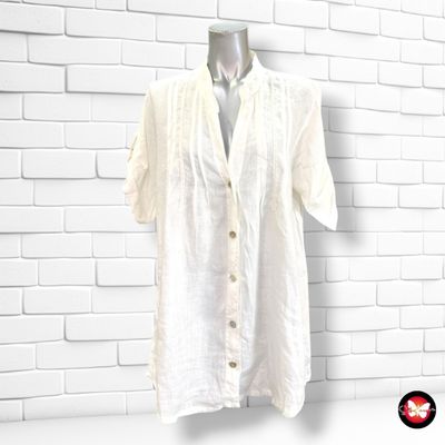 Camisa de lino color Blanco Talla ÚNICA
