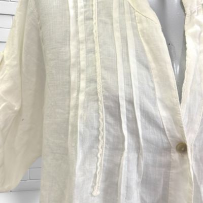 Camisa de lino color Blanco Talla ÚNICA