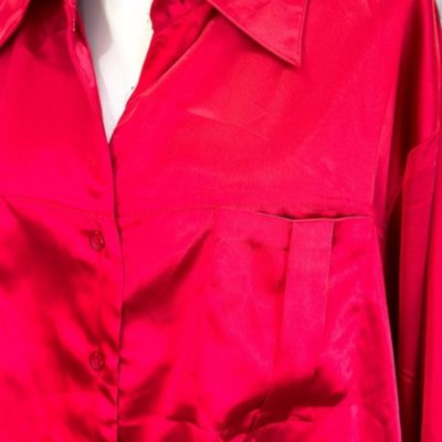 **HOY** Camisa satinada QUEEN-SIZE color Granate Talla 52/54