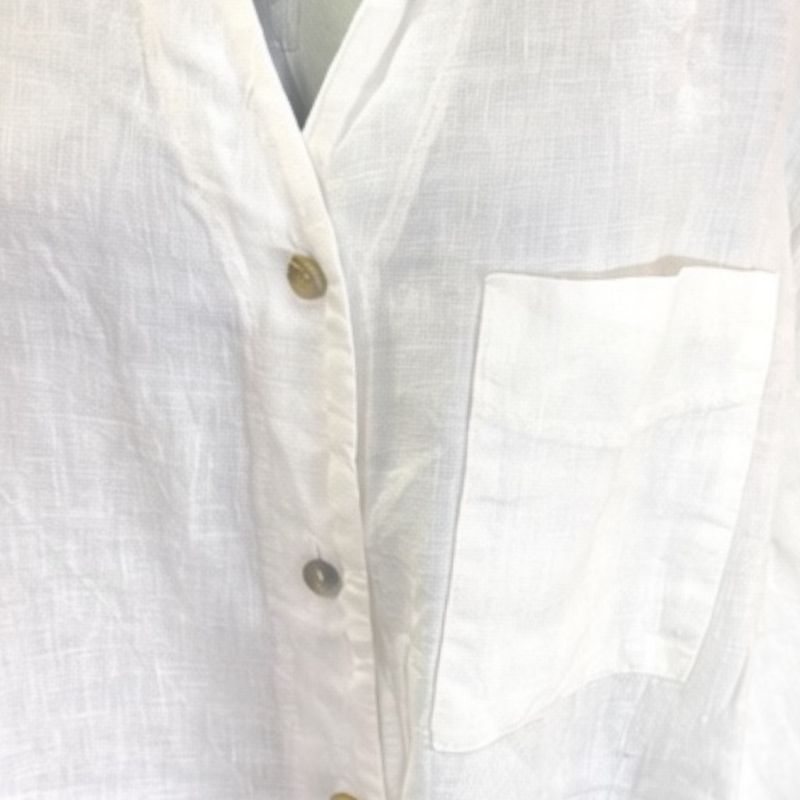 **HOY** Camisa de lino con lazo  color Blanco Talla ÚNICA
