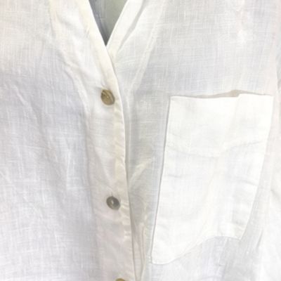 Camisa de lino con lazo color Blanco Talla ÚNICA