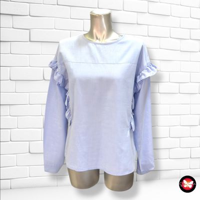 **HOY** Blusa de manga larga con volantito MANGO color Celeste Talla S