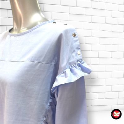 **HOY** Blusa de manga larga con volantito MANGO color Celeste Talla S