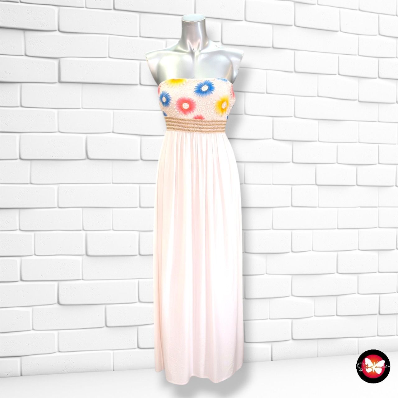 **HOY** Vestido largo palabra de honor  color Rosa Talla ÚNICA