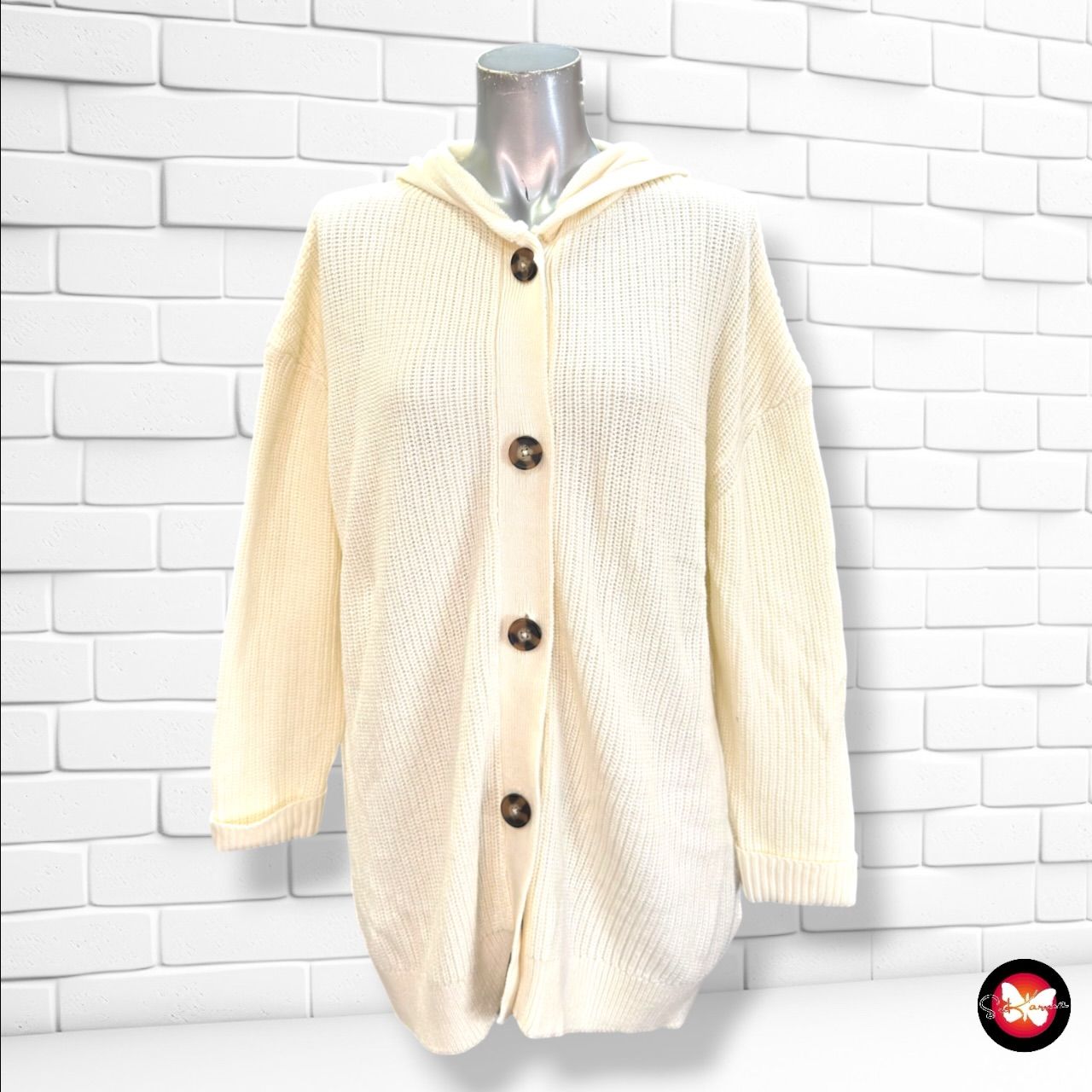 **HOY** Chaqueta de punto con capucha ESMARA color Crema Talla L/XL