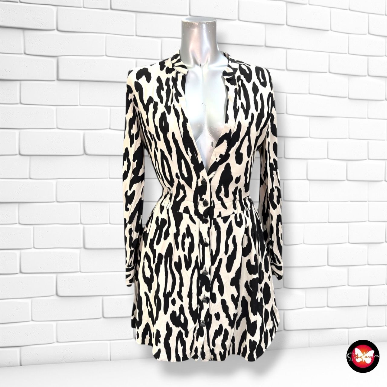 **HOY** Vestido camisero ZARA color Beige y negro Talla S