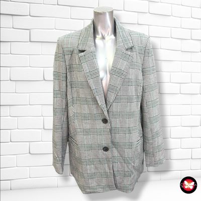 **HOY** Blazer estampado Príncipe de Gales PAGE ONE color Blanco, negro y verde Talla 44