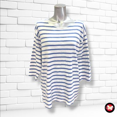 **HOY** Camiseta de media manga de rayas color Blanco y celeste Talla XL