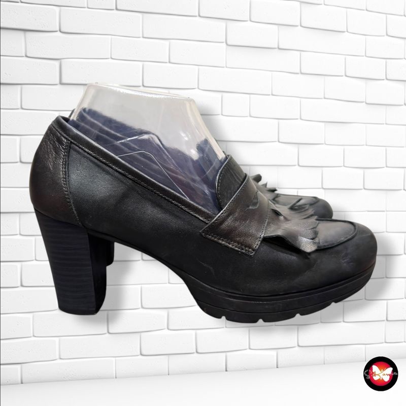 Zapatos de piel tipo Oxford con tacón   color Negro Talla Calzado 38