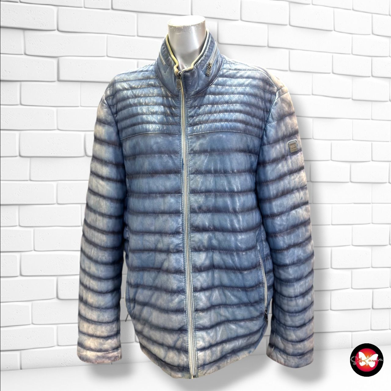 **HOY** Cazadora de piel acolchada ENGBERS color Azul Talla Hombre L