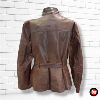 **HOY** Cazadora de piel con cinturón  color Chocolate Talla 46