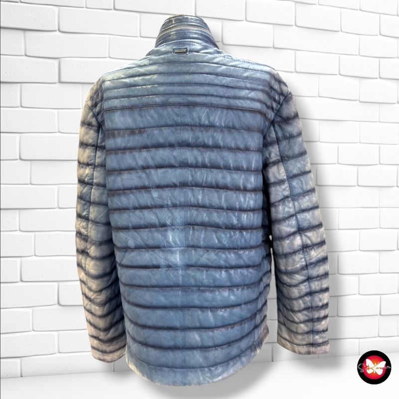 Cazadora de piel acolchada ENGBERS color Azul Talla Hombre L