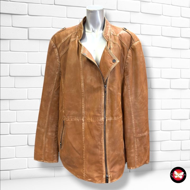 Cazadora de piel sintética SAMOON color Marrón Talla XXL