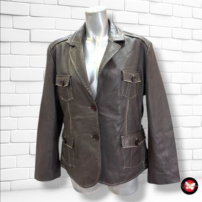 **HOY** Cazadora de piel CABRINI color Chocolate Talla 44 (pequeña)