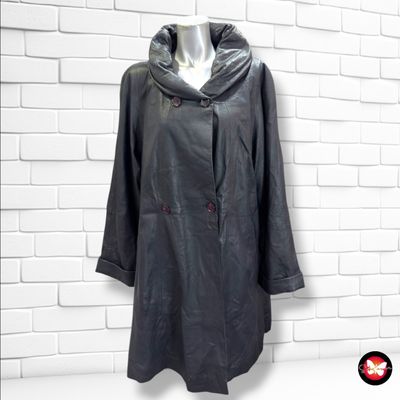 **HOY** Abrigo de piel PIOMBO color Azul marino Talla 34 (muy grande)